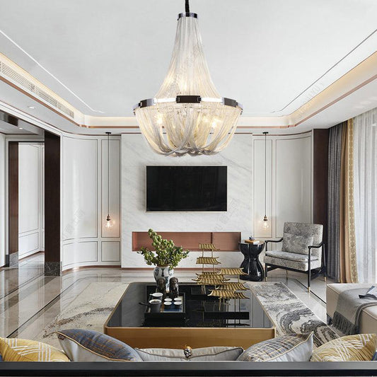 Eldorado Luxury Aluminum Chain Tassel Chandelier - Lightings Menu
