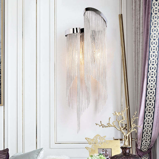 Fiona Aluminum Chain Tassel Wall Sconce - Lightings Menu