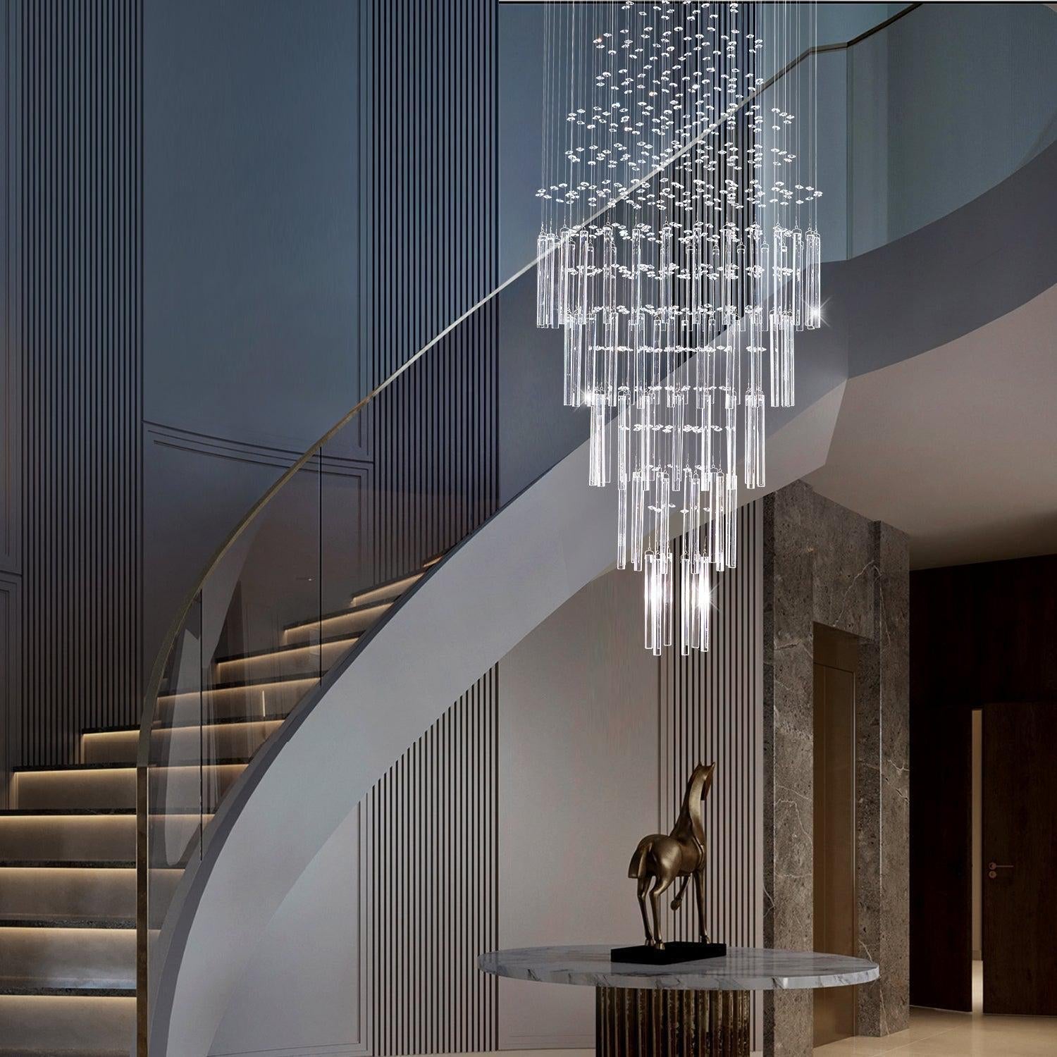 Floating Castle Round Rain Crystal Chandelier Ceiling Lights - Lightings Menu