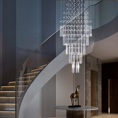 Floating Castle Round Rain Crystal Chandelier Ceiling Lights - Lightings Menu