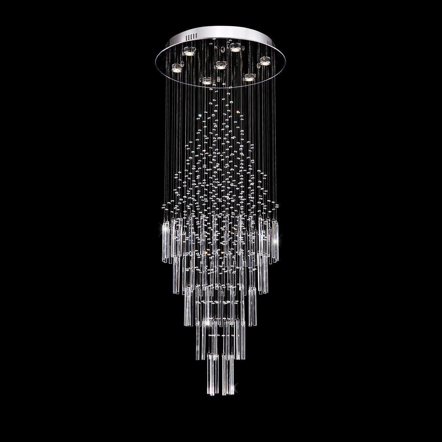 Floating Castle Round Rain Crystal Chandelier Ceiling Lights - Lightings Menu