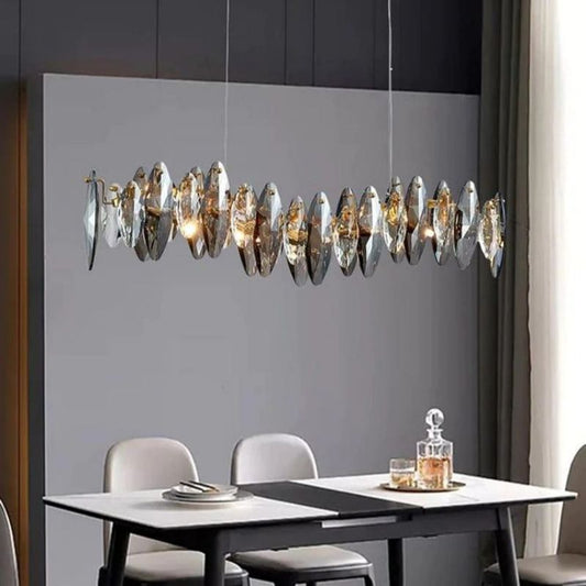 Flora Crystal Linear Chandelier L51" - Lightings Menu