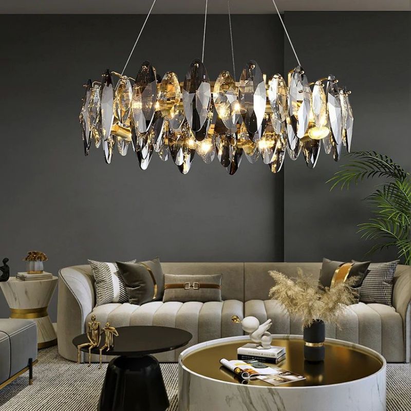 Flora Crystal Ring Chandelier 39" - Lightings Menu