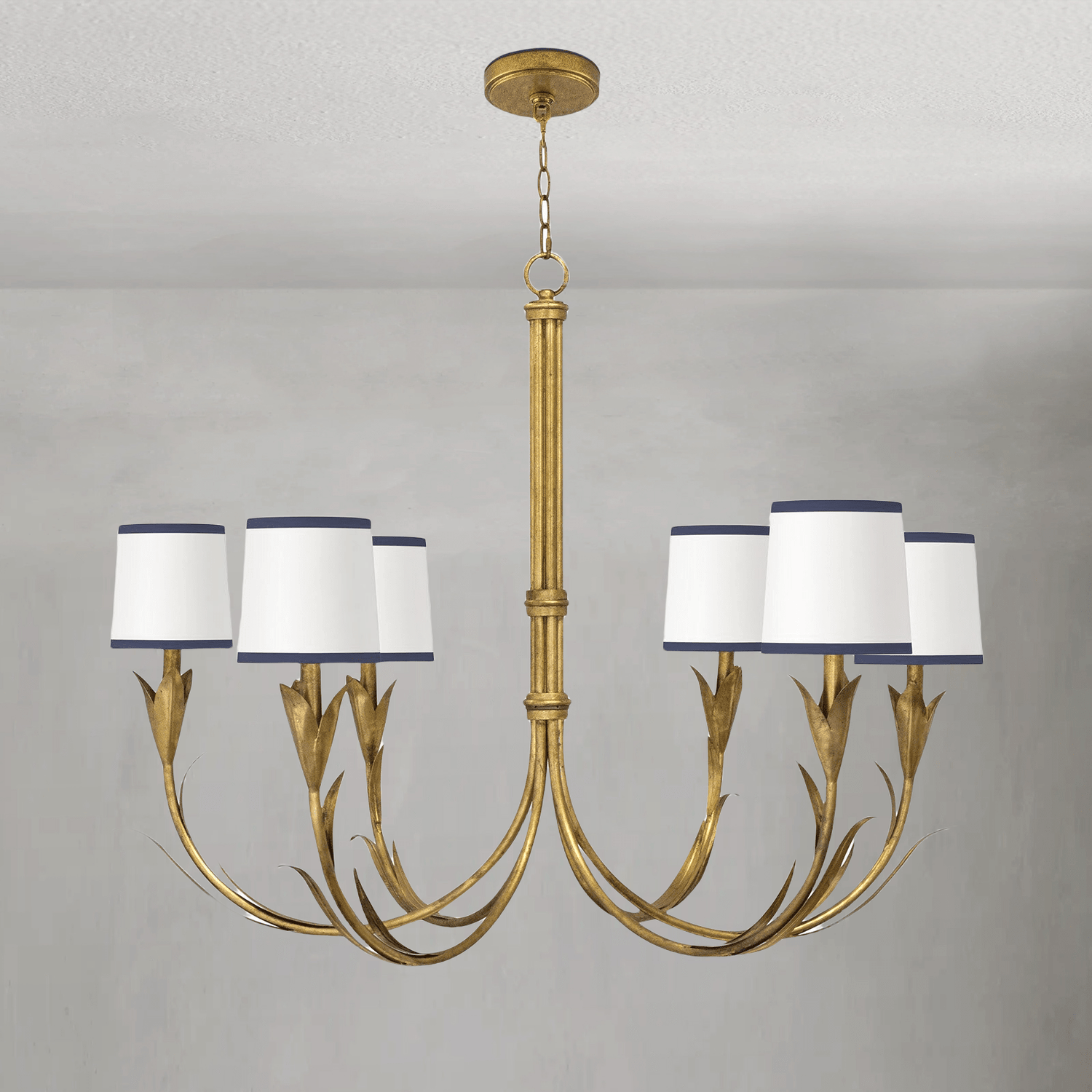 Fontara Dark Blue Reed Chandelier(Antique Gold Leaf) - Lightings Menu