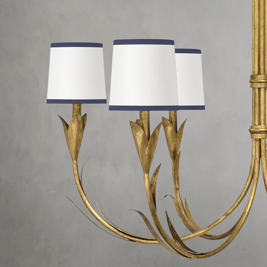 Fontara Dark Blue Reed Chandelier(Antique Gold Leaf) - Lightings Menu
