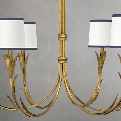 Fontara Dark Blue Reed Chandelier(Antique Gold Leaf) - Lightings Menu
