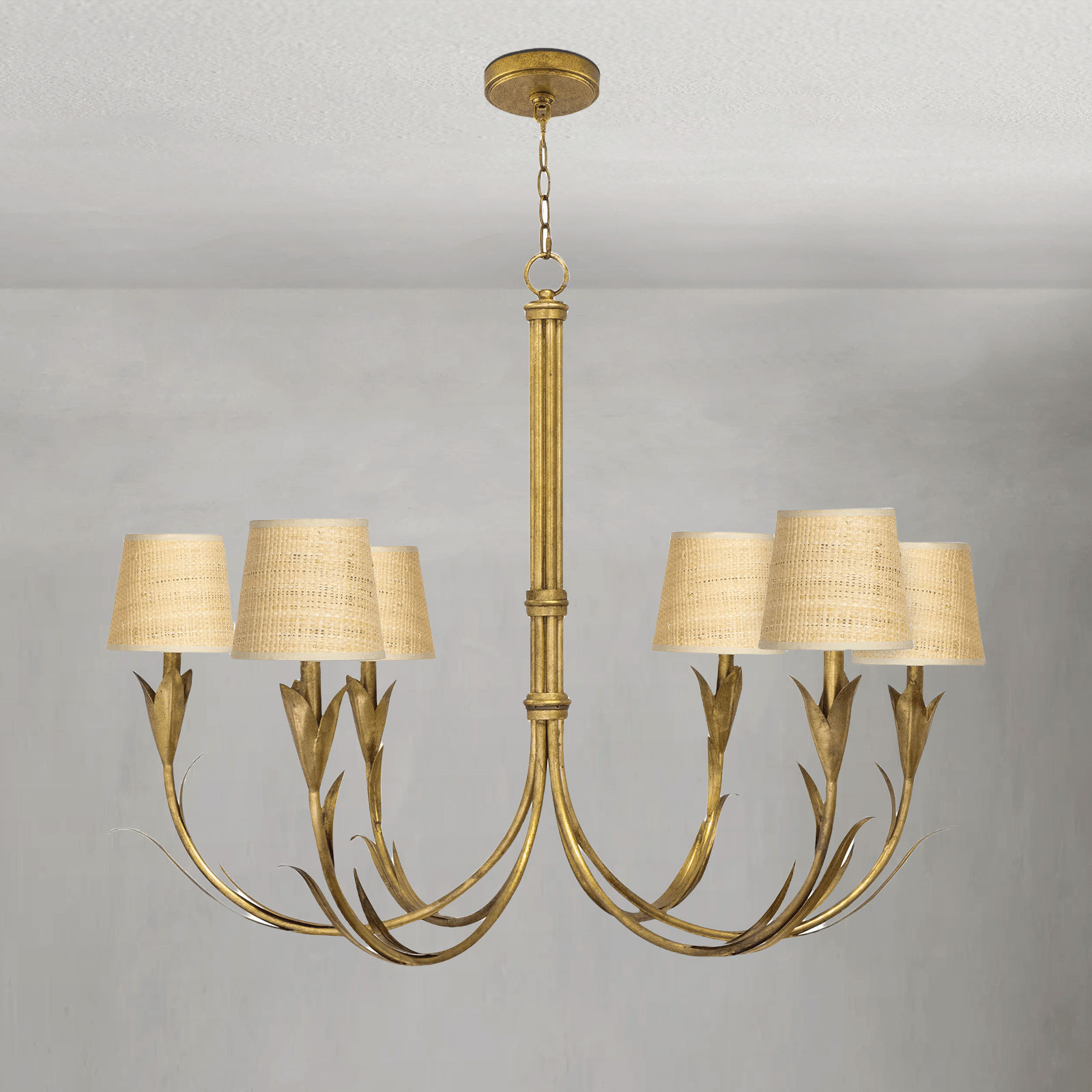 Fontara Rattan Reed Chandelier(Antique Gold Leaf) - Lightings Menu