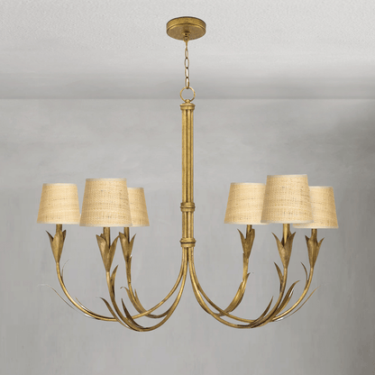 Fontara Rattan Reed Chandelier(Antique Gold Leaf) - Lightings Menu
