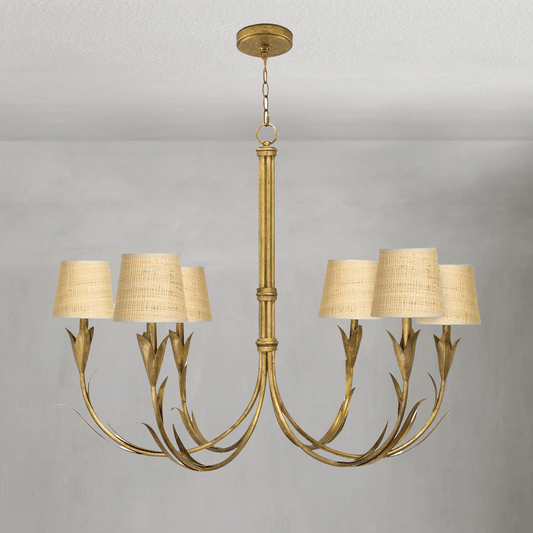 Fontara Rattan Reed Chandelier(Antique Gold Leaf) - Lightings Menu