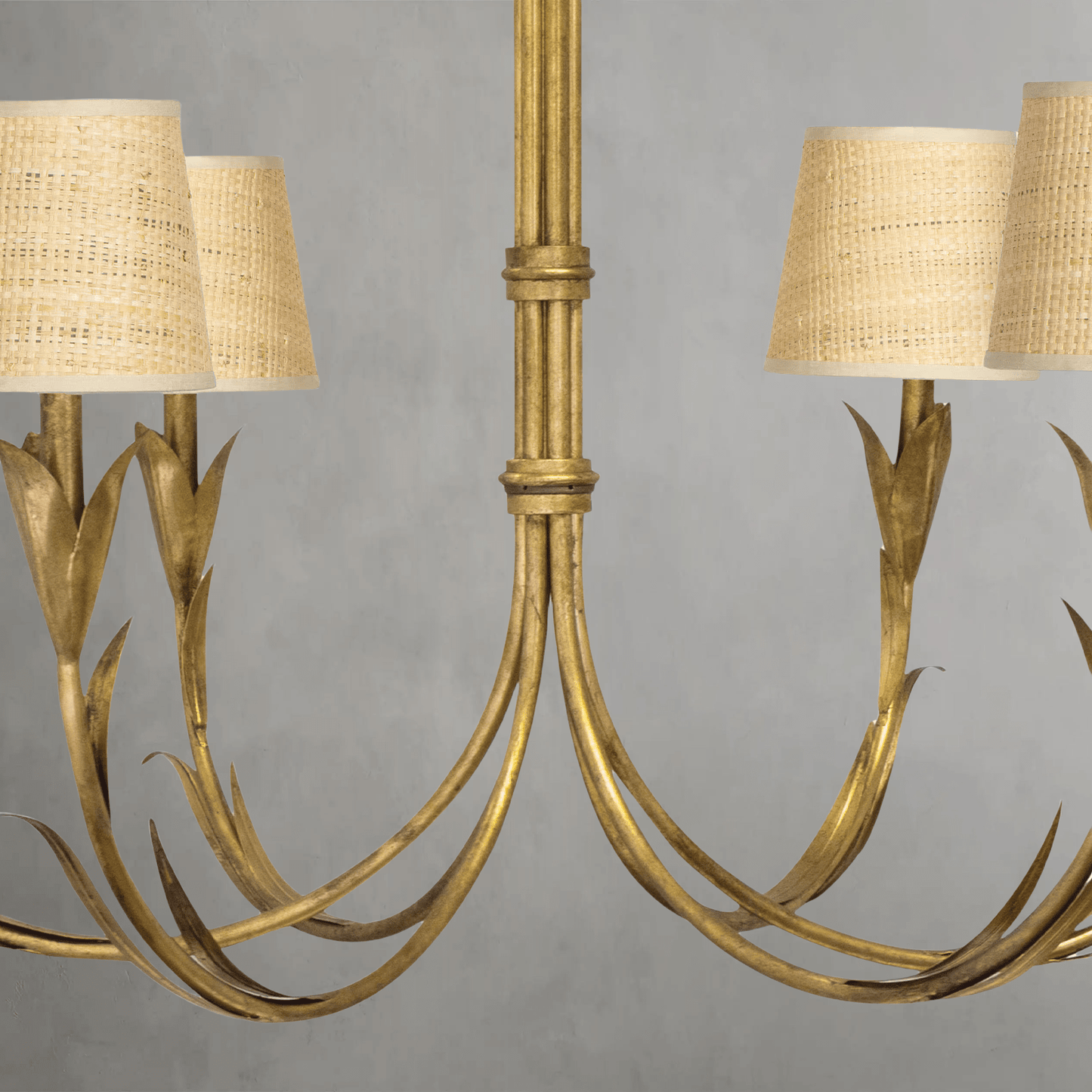 Fontara Rattan Reed Chandelier(Antique Gold Leaf) - Lightings Menu