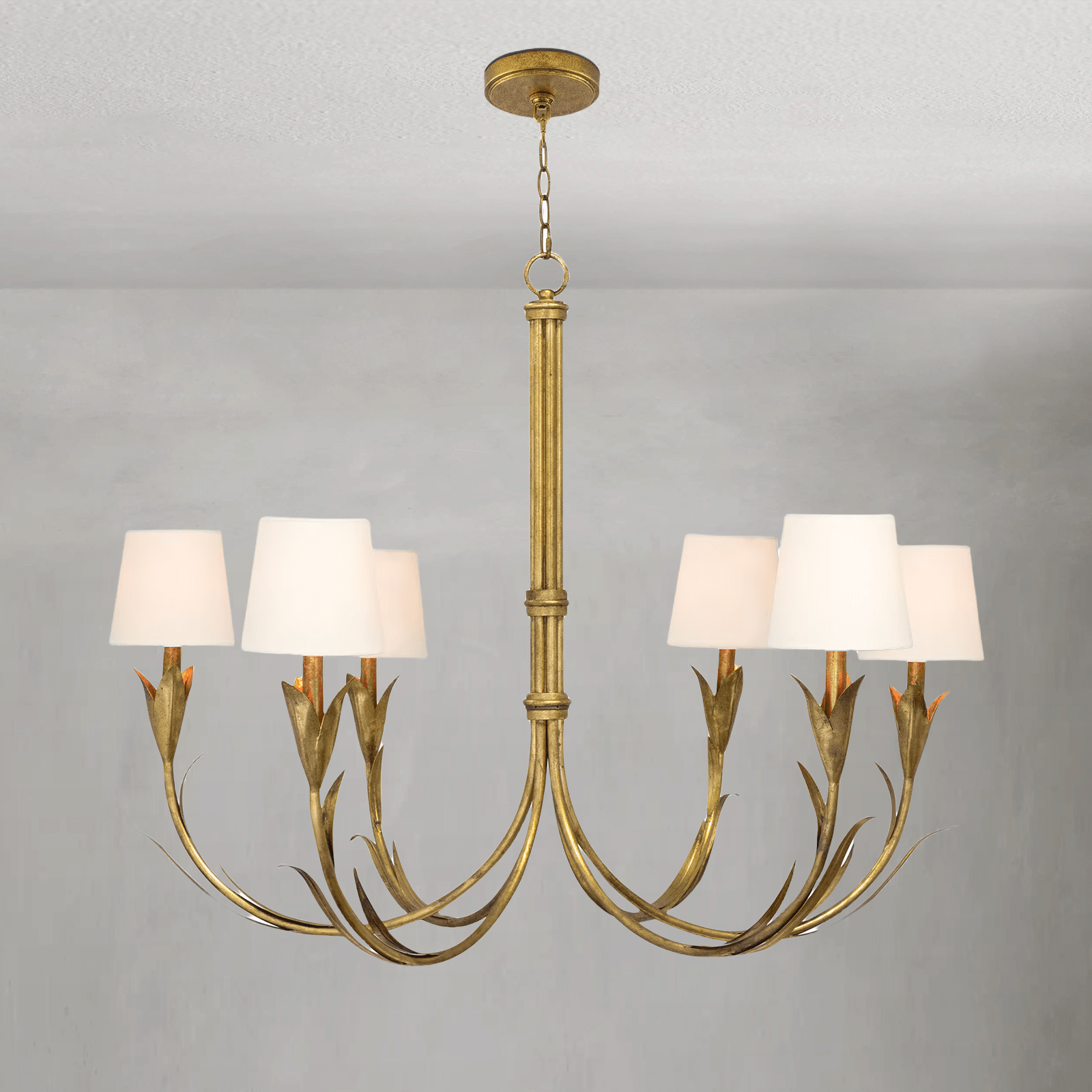 Fontara White Reed Chandelier(Antique Gold Leaf ) - Lightings Menu