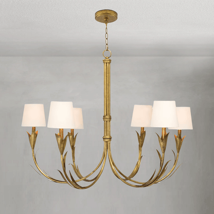 Fontara White Reed Chandelier(Antique Gold Leaf ) - Lightings Menu