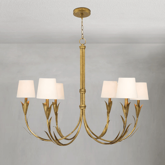Fontara White Reed Chandelier(Antique Gold Leaf ) - Lightings Menu