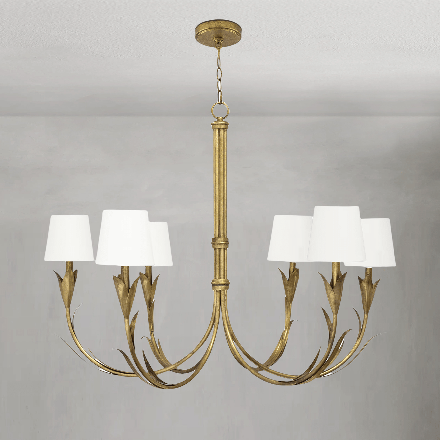 Fontara White Reed Chandelier(Antique Gold Leaf ) - Lightings Menu