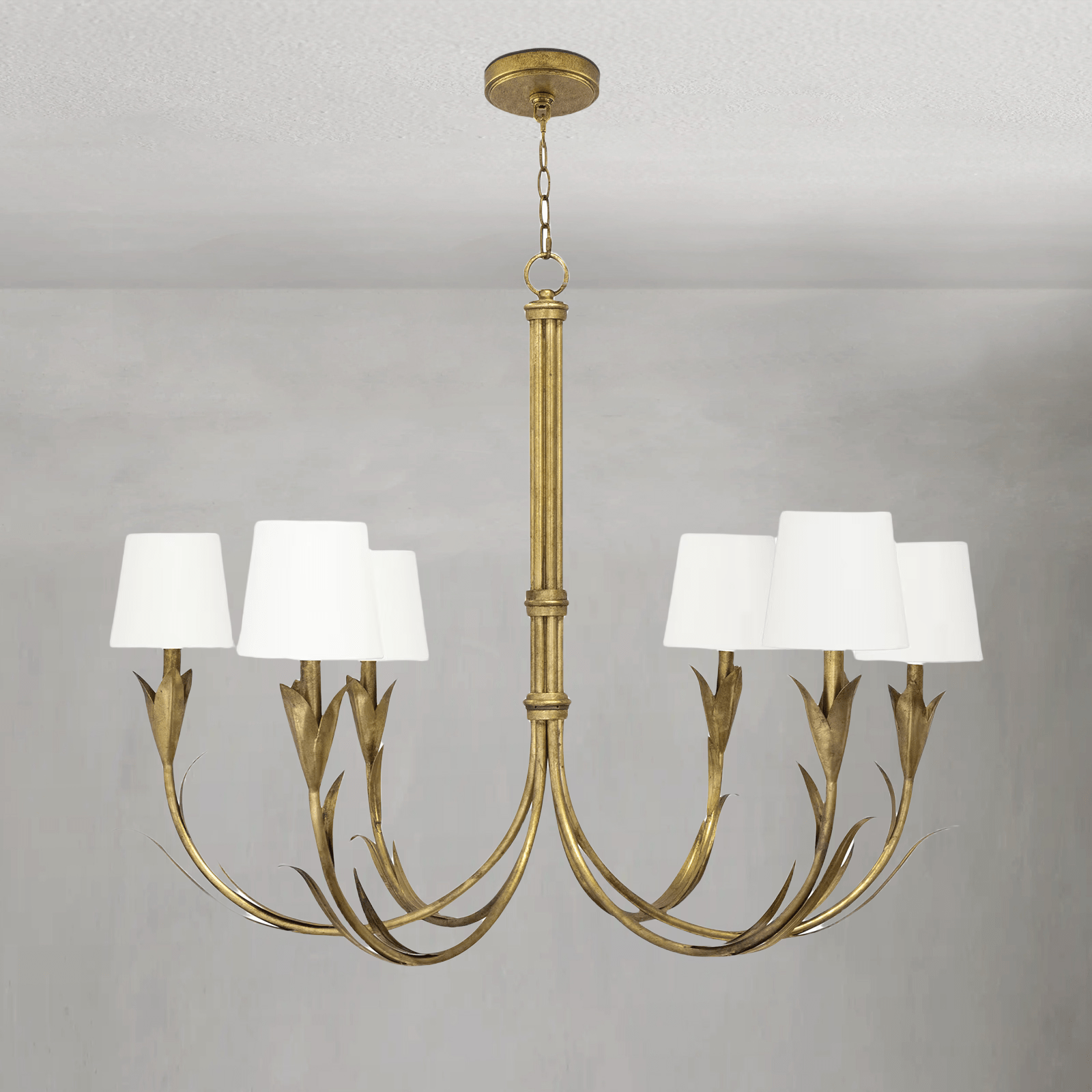 Fontara White Reed Chandelier(Antique Gold Leaf ) - Lightings Menu