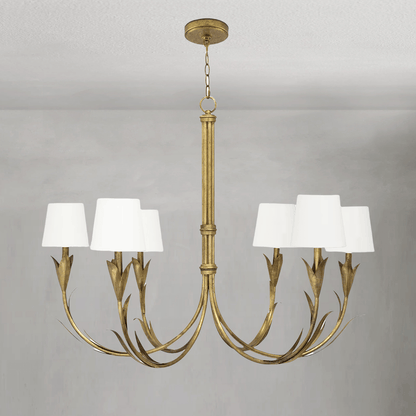 Fontara White Reed Chandelier(Antique Gold Leaf ) - Lightings Menu