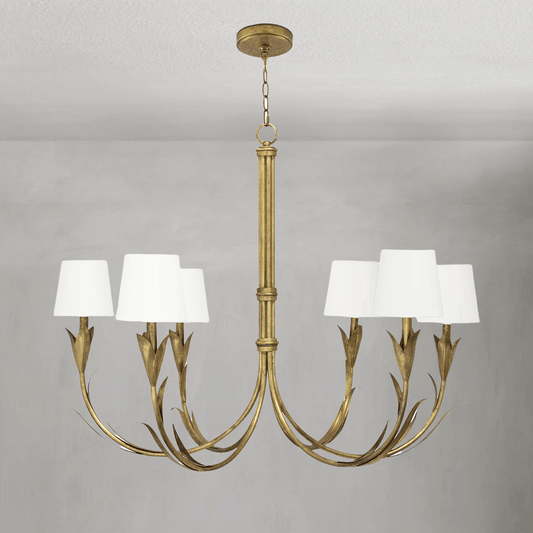 Fontara White Reed Chandelier(Antique Gold Leaf ) - Lightings Menu