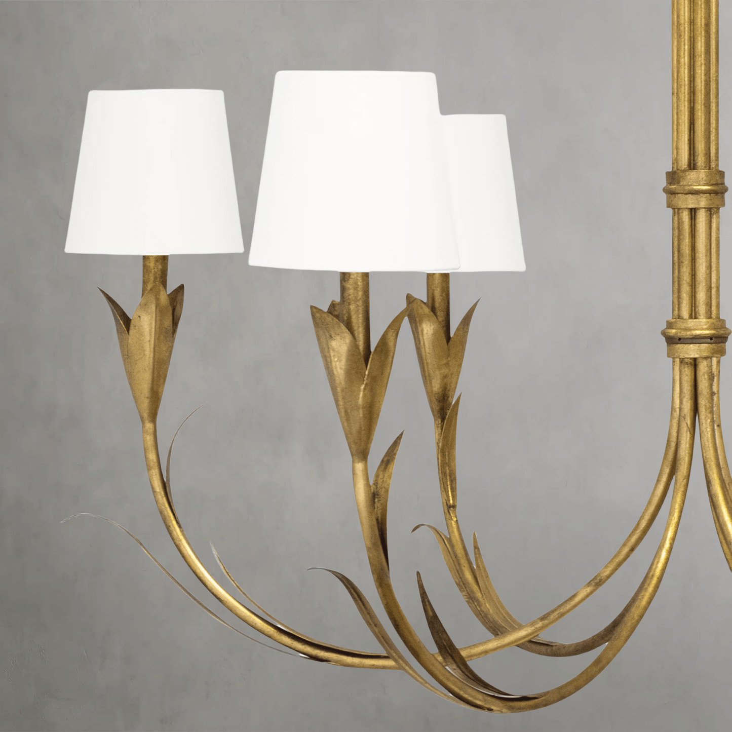 Fontara White Reed Chandelier(Antique Gold Leaf ) - Lightings Menu