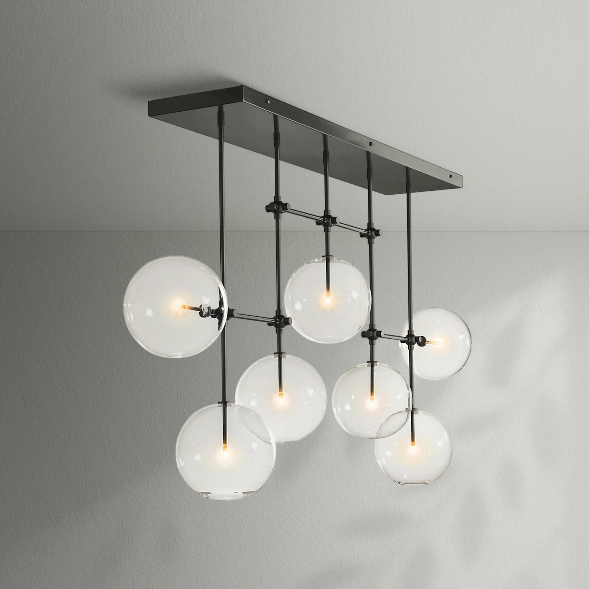 Glass Globe Mobile Linear Chandelier - Lightings Menu