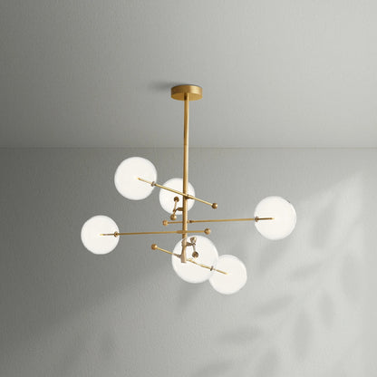 Glass Globe Mobile Six - Arm Chandelier - Lightings Menu