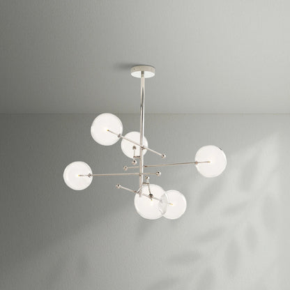 Glass Globe Mobile Six - Arm Chandelier - Lightings Menu