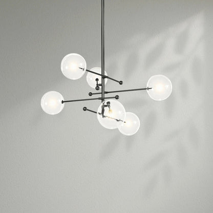 Glass Globe Mobile Six - Arm Chandelier - Lightings Menu