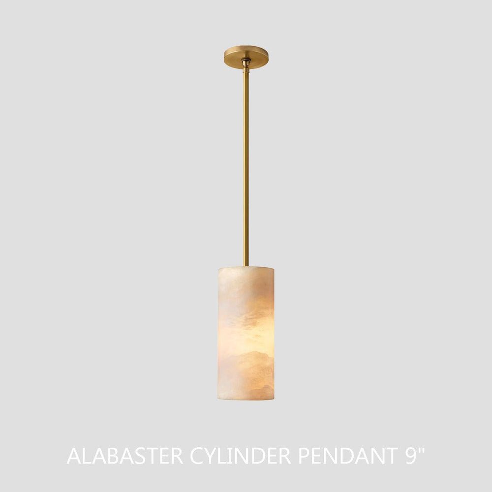 Hand Carved Alabaster Cylinder Pendent - Lightings Menu