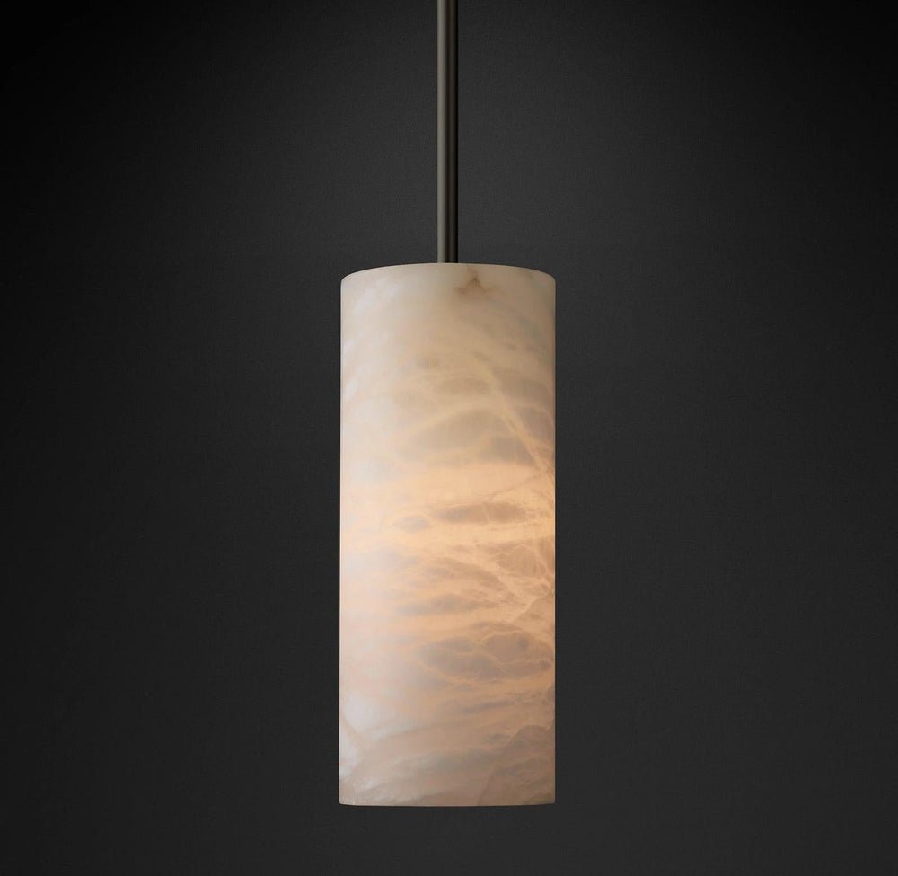 Hand Carved Alabaster Cylinder Pendent - Lightings Menu