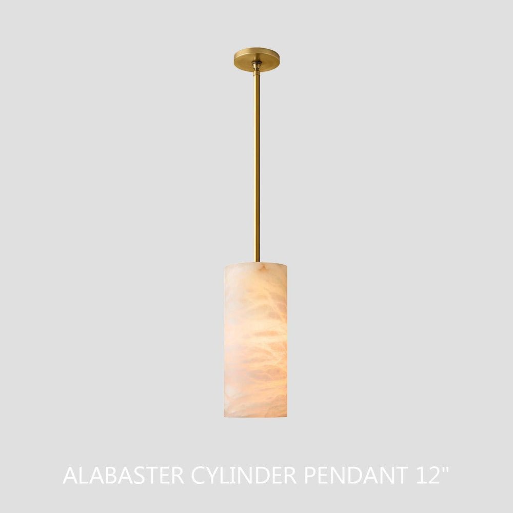 Hand Carved Alabaster Cylinder Pendent - Lightings Menu