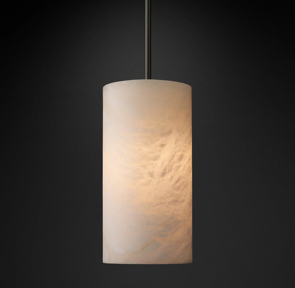 Hand Carved Alabaster Cylinder Pendent - Lightings Menu