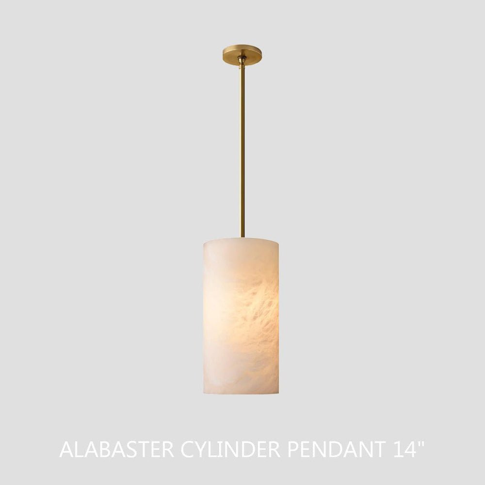 Hand Carved Alabaster Cylinder Pendent - Lightings Menu