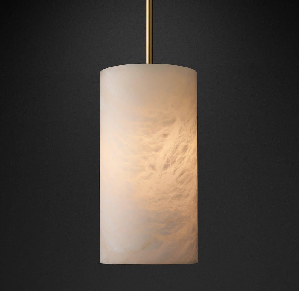 Hand Carved Alabaster Cylinder Pendent - Lightings Menu