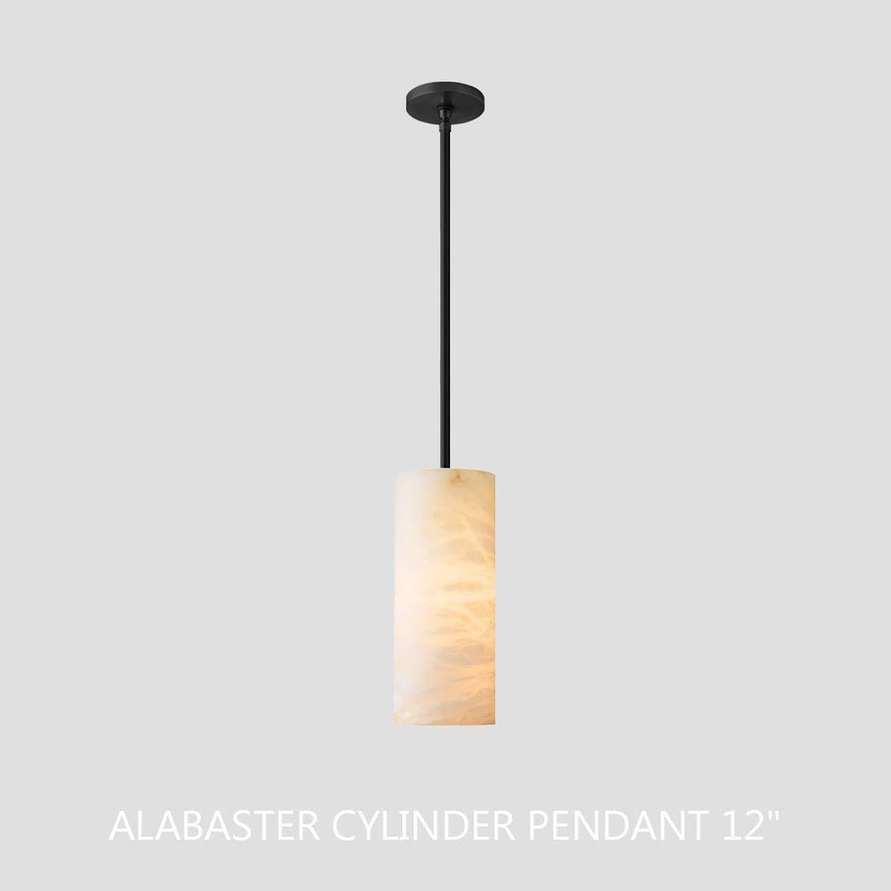 Hand Carved Alabaster Cylinder Pendent - Lightings Menu