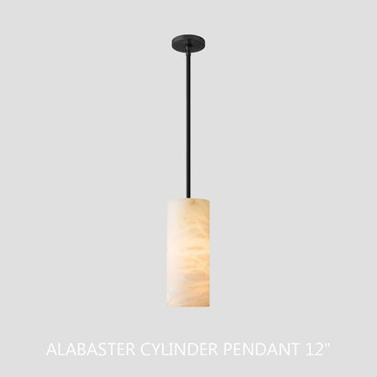 Hand Carved Alabaster Cylinder Pendent - Lightings Menu