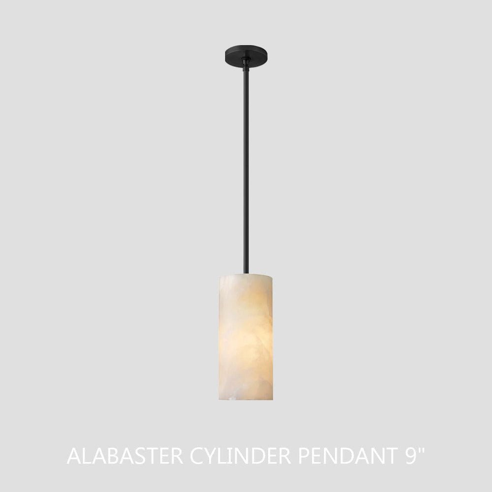 Hand Carved Alabaster Cylinder Pendent - Lightings Menu