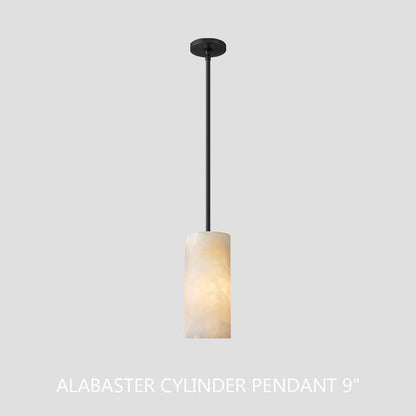 Hand Carved Alabaster Cylinder Pendent - Lightings Menu