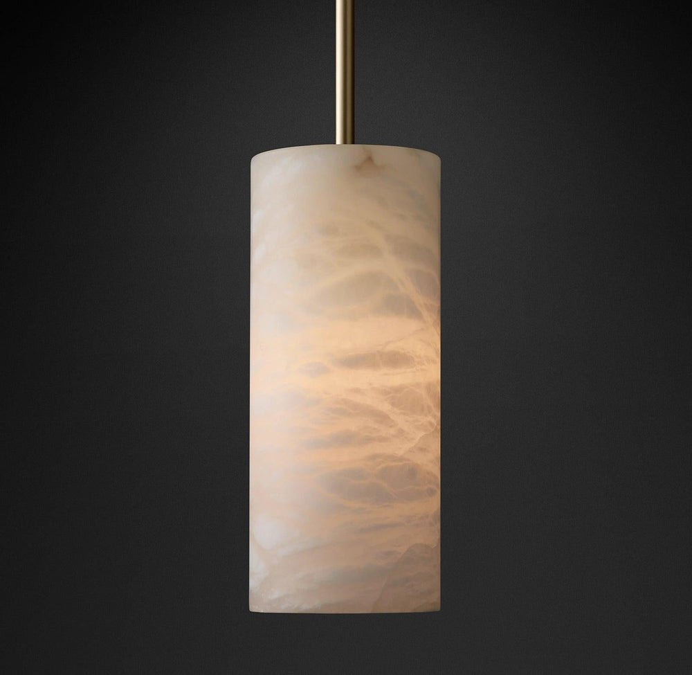 Hand Carved Alabaster Cylinder Pendent - Lightings Menu
