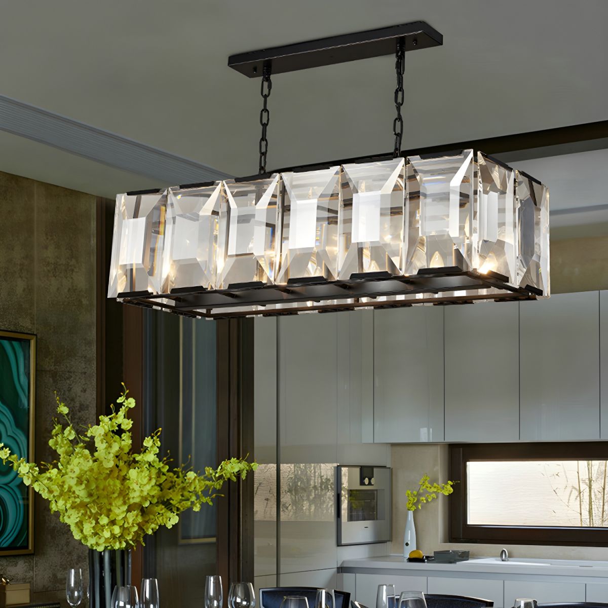 Harlows Crystal Rectangle Chandelier - Lightings Menu