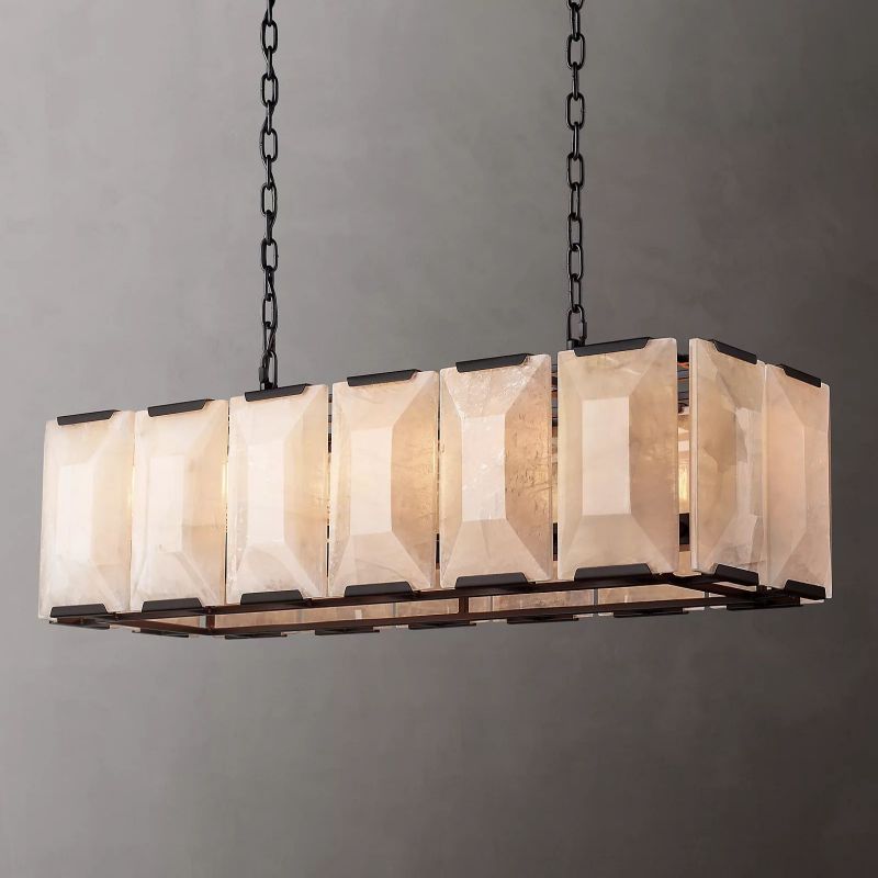 Hawsan Calcite Rectangular Chandelier 42" - Lightings Menu