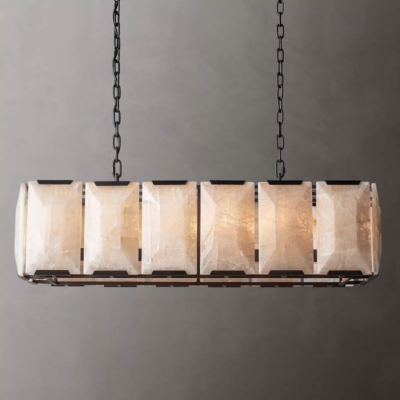 Hawsan Calcite Rectangular Chandelier 42" - Lightings Menu