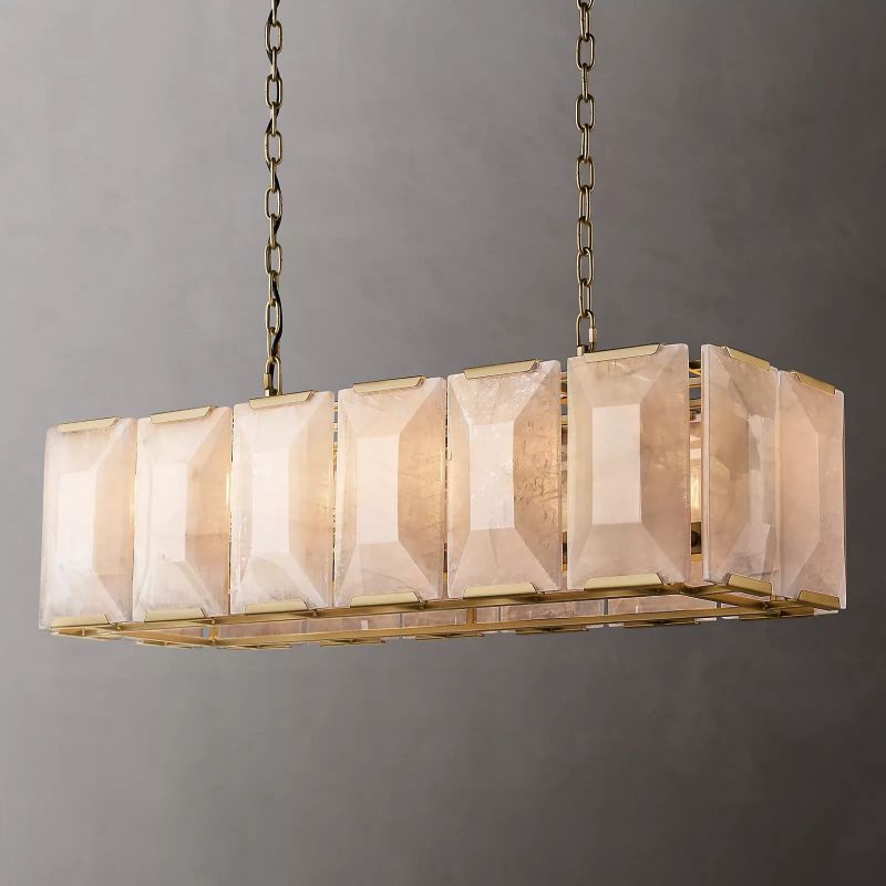 Hawsan Calcite Rectangular Chandelier 42" - Lightings Menu