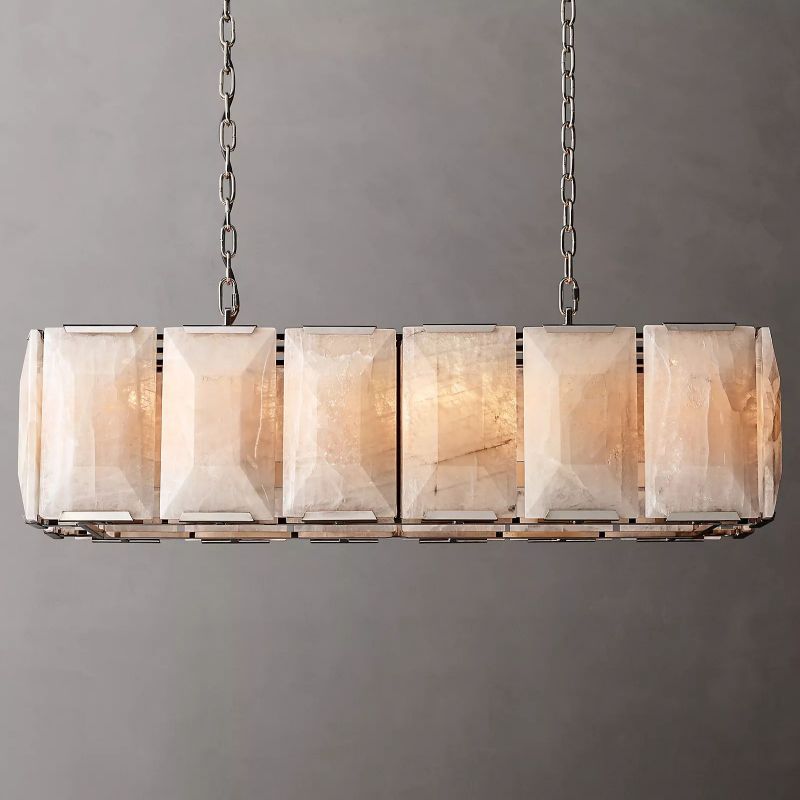 Hawsan Calcite Rectangular Chandelier 42" - Lightings Menu