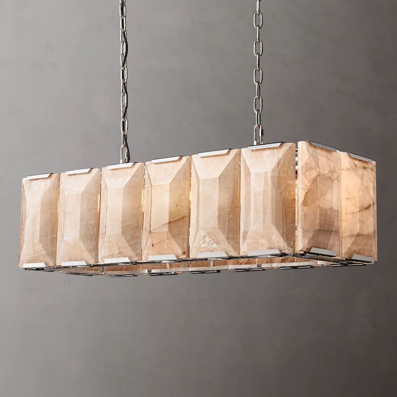 Hawsan Calcite Rectangular Chandelier 42" - Lightings Menu