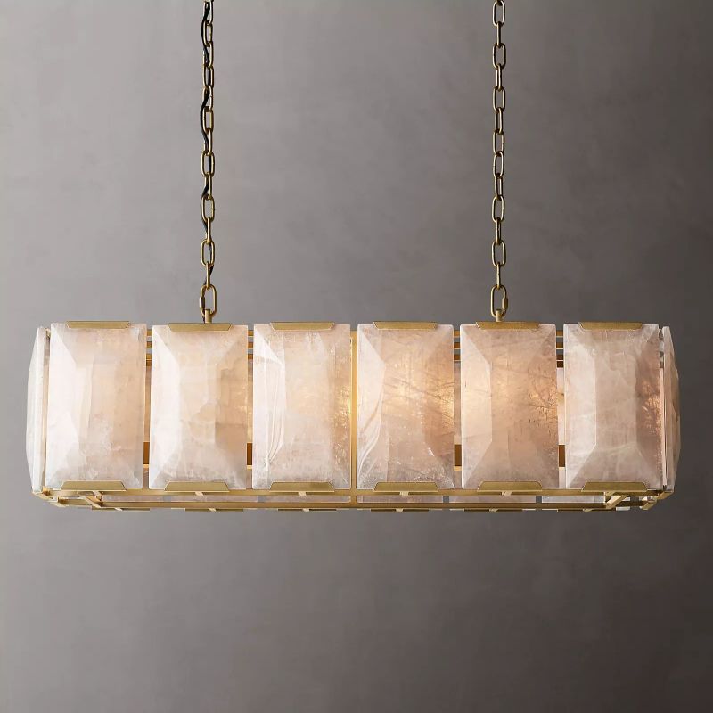 Hawsan Calcite Rectangular Chandelier 42" - Lightings Menu