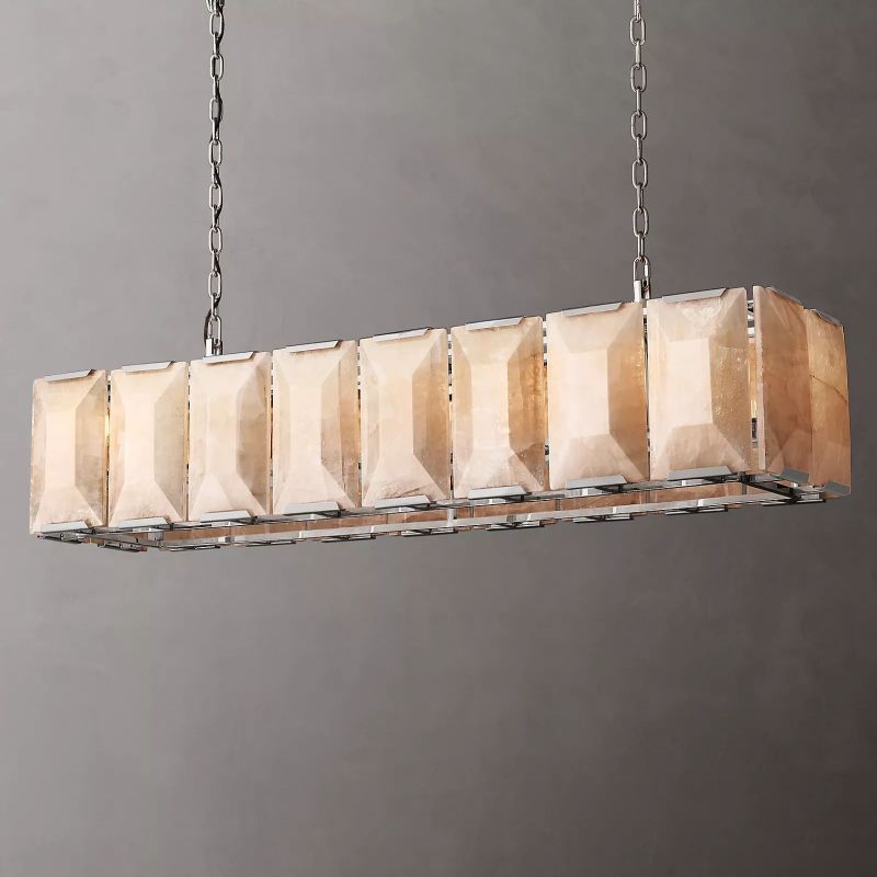Hawsan Calcite Rectangular Chandelier 54" - Lightings Menu