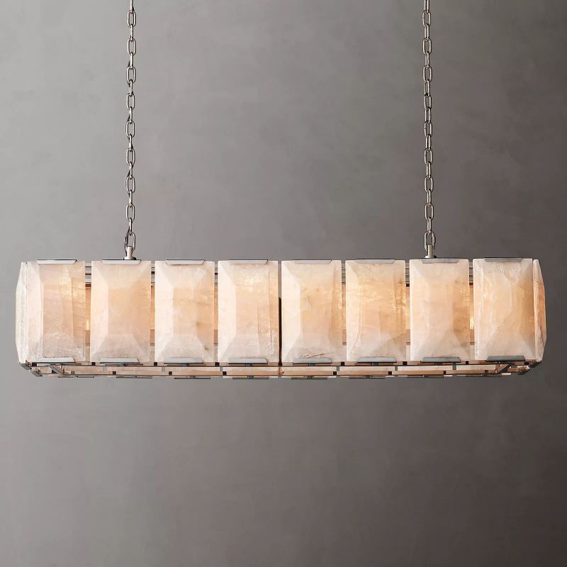Hawsan Calcite Rectangular Chandelier 54" - Lightings Menu