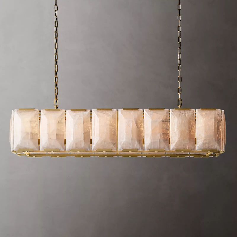 Hawsan Calcite Rectangular Chandelier 54" - Lightings Menu
