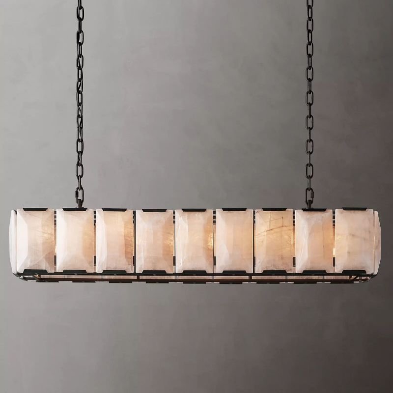 Hawsan Calcite Rectangular Chandelier 62" - Lightings Menu
