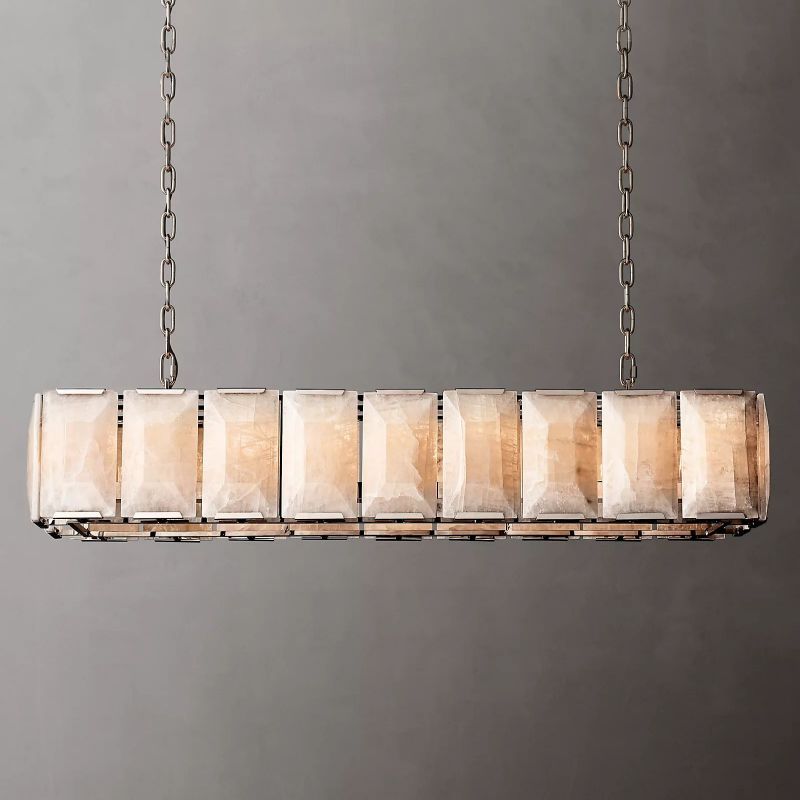 Hawsan Calcite Rectangular Chandelier 62" - Lightings Menu