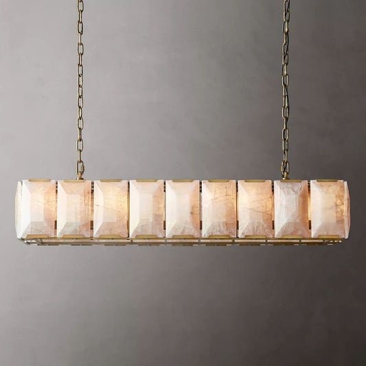 Hawsan Calcite Rectangular Chandelier 62" - Lightings Menu